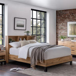 Bali Bookcase Headboard Bed 135cm - Light Oak - Rogey