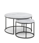 Bellini Round Nesting Coffee Table - White Marble - Rogey
