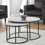 Bellini Round Nesting Coffee Table - White Marble - Rogey