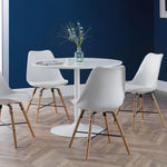 Blanco Round White Pedestal Table - Rogey