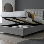 Brandon Grey Fabric Ottoman Bed Double - Rogey