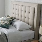 Brandon Oatmeal Fabric Ottoman Bed Double - Rogey