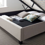 Brandon Oatmeal Fabric Ottoman Bed Double - Rogey