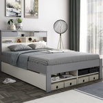 Fabio Grey and White Wooden Bed Double - Rogey