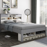 Fabio Grey and White Wooden Bed Double - Rogey