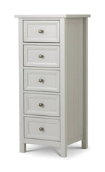 Maine 5 Drawer Tall Chest - Dove Grey - Rogey