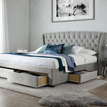 Newton Grey Velvet 4 Drawer Storage Bed King - Rogey