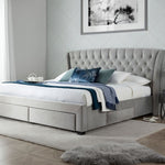 Newton Grey Velvet 4 Drawer Storage Bed King - Rogey