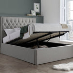 Wilson Grey Fabric Ottoman Bed Double - Rogey