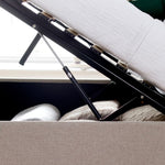 Wilson Oatmeal Fabric Ottoman Bed Double - Rogey