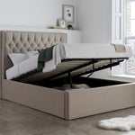 Wilson Oatmeal Fabric Ottoman Bed King - Rogey