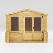 3.3m x 3.7m Apex Log Cabin with Veranda - 19mm - Rogey
