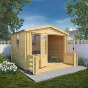 3.3m x 3.7m Apex Log Cabin with Veranda - 19mm - Rogey