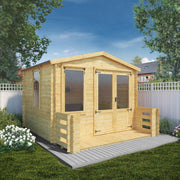 3.3m x 3.7m Apex Log Cabin with Veranda - 19mm - Rogey