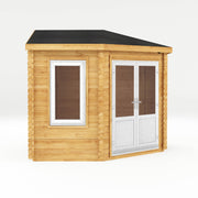 3m x 3m Corner Cabin - 44mm (UPVC Windows & Door) - White - Rogey