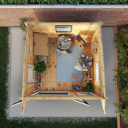 3m x 3m Curved Roof Log Cabin - 44mm (UPVC Windows & Door) - Grey - Rogey