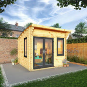 3m x 3m Curved Roof Log Cabin - 44mm (UPVC Windows & Door) - Grey - Rogey