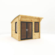 3m x 3m Curved Roof Log Cabin - 44mm (UPVC Windows & Door) - Grey - Rogey