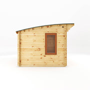 3m x 3m Curved Roof Log Cabin - 44mm (UPVC Windows & Door) - Oak - Rogey