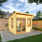 3m x 3m Curved Roof Log Cabin - 44mm (UPVC Windows & Door) - Oak - Rogey