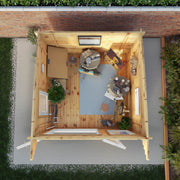 3m x 3m Curved Roof Log Cabin - 44mm (UPVC Windows & Door) - White - Rogey