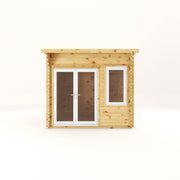3m x 3m Curved Roof Log Cabin - 44mm (UPVC Windows & Door) - White - Rogey
