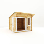 3m x 3m Curved Roof Log Cabin - 44mm (UPVC Windows & Door) - White - Rogey