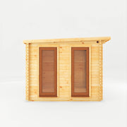 3m x 3m Studio Pent Log Cabin - 44mm - (UPVC Windows & Doors) - Oak - Rogey