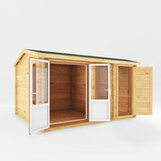 4.1m x 3m Home Office Elite - 44mm (UPVC Windows & Door) - Oak - Rogey