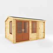 4.1m x 3m Home Office Elite - 44mm (UPVC Windows & Door) - Oak - Rogey