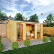 4.5m x 3.5m Home Office Studio - 44mm (UPVC Windows & Door) - Oak - Rogey