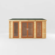 4.5m x 3.5m Home Office Studio - 44mm (UPVC Windows & Door) - Oak - Rogey