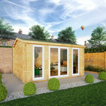 4.5m x 3.5m Home Office Studio - 44mm (UPVC Windows & Door) - White - Rogey