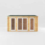 4.5m x 3.5m Home Office Studio - 44mm (UPVC Windows & Door) - White - Rogey