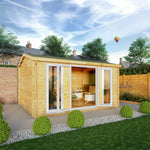 4.5m x 3.5m Home Office Studio - 44mm (UPVC Windows & Door) - White - Rogey