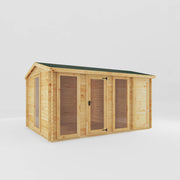 4.6m x 3m Reverse Apex Log Cabin With Side Shed - 19mm - Rogey