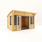 4m x 3m Curved Roof Log Cabin - 44mm (UPVC Windows & Door) - Grey - Rogey