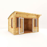 4m x 3m Curved Roof Log Cabin - 44mm (UPVC Windows & Door) - Oak - Rogey