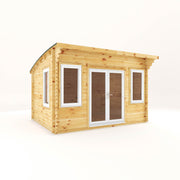 4m x 3m Curved Roof Log Cabin - 44mm (UPVC Windows & Door) - White - Rogey