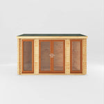 4m x 3m Home Office Studio - 44mm (UPVC Windows & Door) - Oak - Rogey