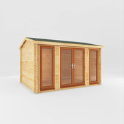 4m x 3m Home Office Studio - 44mm (UPVC Windows & Door) - Oak - Rogey