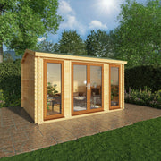 4m x 3m Home Office Studio - 44mm (UPVC Windows & Door) - Oak - Rogey