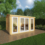 4m x 3m Home Office Studio - 44mm (UPVC Windows & Door) - White - Rogey