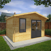 4m x 3m Retreat Log Cabin - 44mm (UPVC Windows & Door) - Grey - Rogey