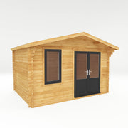 4m x 3m Retreat Log Cabin - 44mm (UPVC Windows & Door) - Grey - Rogey
