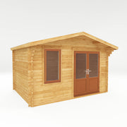 4m x 3m Retreat Log Cabin - 44mm (UPVC Windows & Door) - Oak - Rogey