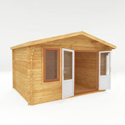 4m x 3m Retreat Log Cabin - 44mm (UPVC Windows & Door) - Oak - Rogey