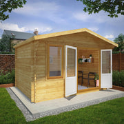 4m x 3m Retreat Log Cabin - 44mm (UPVC Windows & Door) - Oak - Rogey