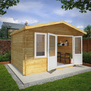 4m x 3m Retreat Log Cabin - 44mm (UPVC Windows & Door) - White - Rogey
