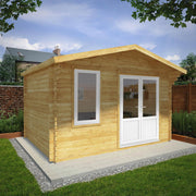 4m x 3m Retreat Log Cabin - 44mm (UPVC Windows & Door) - White - Rogey